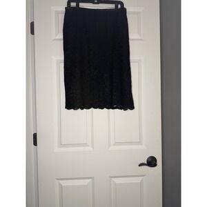 Pursuits Size 14 Lace Black Pencil Skirt Scalloped Hem Whimsigoth Nwt 72